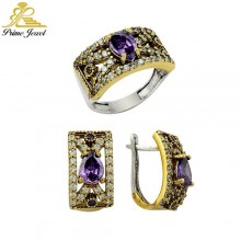 Gümüş Otantik Taşlı Set